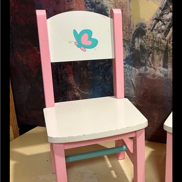 Vintage Wooden Rocking Chair with Heart Cut Out Plant Shelf Doll Chair Handmade - Picture 3 of 12